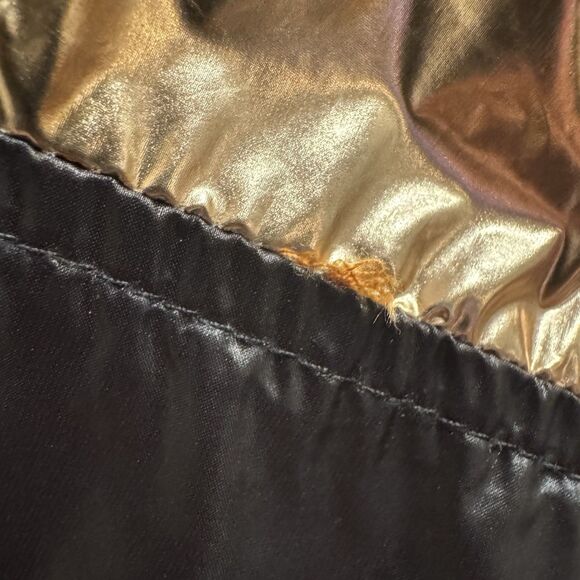 NWT Bebe Sport Womens Gold Hooded Metallic Full Zip Windbreaker Jacket Large - Picture 15 of 16